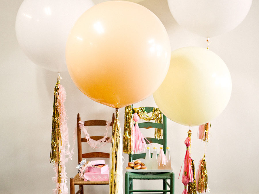 flash with fringe and over-sized balloons